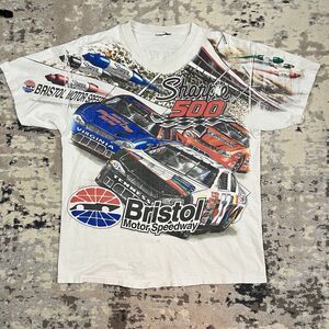 Vintage Y2K 90s NASCAR Shirt Mens L/XL Sharpie 500 Bristol Motor Speedway AOP